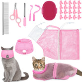 Kritkin 9 Pcs Cat Bathing Bag Set package: complete grooming kit for safer, easier bathing.