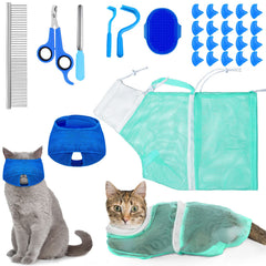 Kritkin cat bathing bag net bag blue design enables safe, calm washing.
