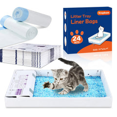 KropBom 24-pack litter box liners fit ScoopFree trays for quick, tidy cleanup.