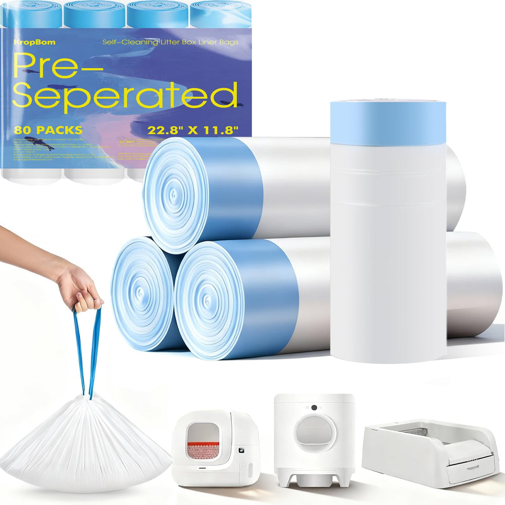 KropBom 80count auto cat litter bags roll—bulk waste bags for quick disposal and convenience.