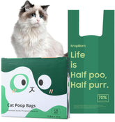 KropBom cat poop bags with handles provide easy tying for cleanup.