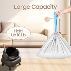 KropBom drawstring seal-action image shows hygienic, touch-free waste disposal.