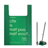 KropBom extralarge poop bags for swivel-bin fit with hands-free cleanup.