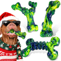 Kseroo indestructible chew toys green 3-pack for aggressive chewers promoting long-lasting play.