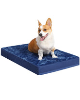 KSIIA orthopedic dog crate bed close-up shows egg-crate foam for support.