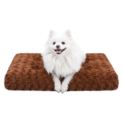 KSIIA Washable Dog Bed Deluxe plush in a cozy room promoting calm, comfortable naps.