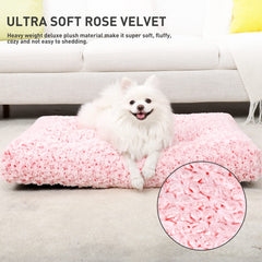 KSIIA Washable Dog Bed Deluxe rose plush close-up shows soft texture and warmth