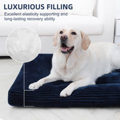 KSIIA dog crate bed blue anti-slip bottom keeps pad in place securely