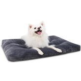KSIIA dog crate bed main view plush gray flannel for cozy naps.