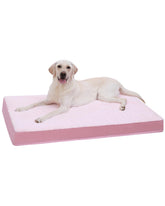 KSIIA orthopedic dog bed front view with joint-supporting egg-crate foam and plush pink surface.