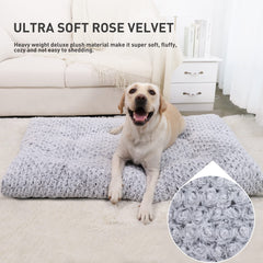 KSIIIA washable dog bed deluxe plush close-up shows ultra-soft rose velvet