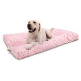 KSIIA washable dog bed in pink with deluxe plush padding for lasting comfort and support.