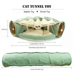 KUCDBUN cat-tunnel-bed-folded-compact captures space-saving storage when not in use.