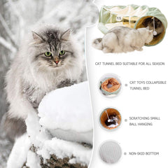 KUCDBUN cat-tunnel-bed-interactive-toy shows built-in toy encouraging playful pouncing.