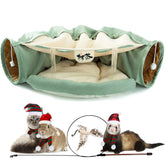 KUCDBUN cat-tunnel-bed-matcha-outer-view shows cozy den for nap and play.