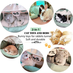 KUCDBUN cat-tunnel-bed-removable-mat demonstrates easy-wash cushion and quick-clean setup.