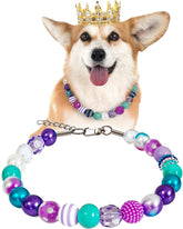 KUDES Bubblegum dog collar necklace with mermaid beads for standout party photos.
