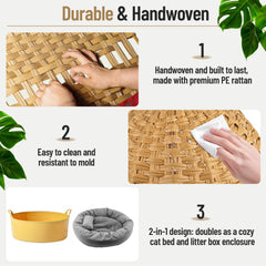 Kukikan handwoven rattan enclosure detail emphasizes natural style and ventilation.