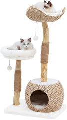 KULAMOON cat tree spacious base supports multiple cats for safe play.