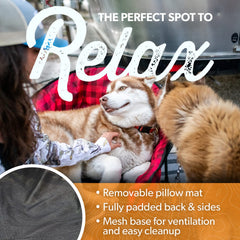 Kuma Lazy Bear Dog Bed carry bag enables effortless transport for camping.