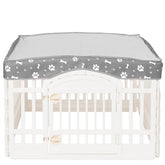 KUMOUARTS dog playpen top cover 36in gray closeup, showcasing durable waterproof fabric for outdoor use