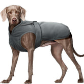 Kuoser canvas dog coat warm back view highlights cozy fleece warmth for cold days