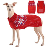 Kuoser dog Christmas sweater with snowflake pattern keeps pets warm during winter walks.