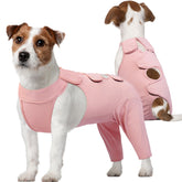 Kuoser dog surgery recovery suit front view showing full coverage for protection.
