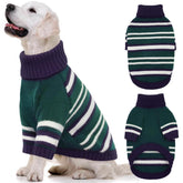 Kuoser dog sweater 2xl green navy stripes worn for warmth and festive style