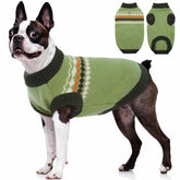 Kuoser dog sweater green model wearing demonstrates cozy warmth for winter walks