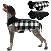 Kuoser dog winter coat with reversible plaid, stylish option for holiday walks.