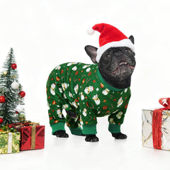 Kuoser dog winter pajamas green candy-cane pattern creates cute holiday looks.