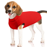 Kuoser fleece dog sweater in red provides cozy warmth for outdoor walks.