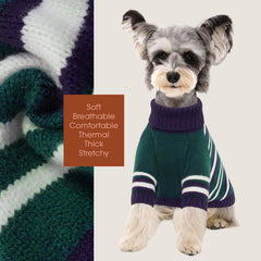 Kuoser holiday dog sweater green navy stripes suited for festive photos