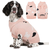 Kuoser medium dog sweater pink cow-print detail provides stylish warmth for all breeds.