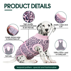Kuoser recovery suit dogs pinkleopard back view protects incisions and curbs licking