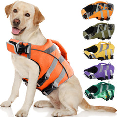 Kuoser Reflective Dog Life Jacket front view boosts high-visibility during outdoor swims.