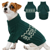 Kuoser Small Dog Sweater Green S pullover design for easy wearing and secure fit.