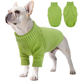 Kuoser suéter para perro grande con cuello alto verde, abriga en invierno.