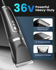 Kurtmark 36V motor closeup highlights powerful grooming for dense fur.