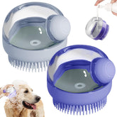 Kwispel dog bath scrubber cap close-up showing built-in soap dispenser for rich foam