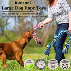 Kwispel rope toy teeth-cleaning detail emphasizes natural fibers flossing between teeth.