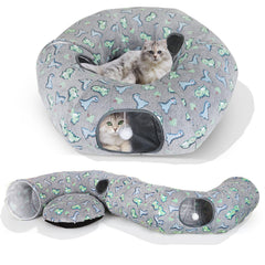KWUY cat tunnel bed folded compact view for easy storage