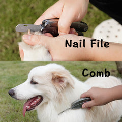 KXCDTECH 3-in-1 grooming tool shows built-in file and comb for quick touch-ups.