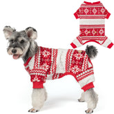 KYEESE dog Christmas pajamas with snowflake pattern offer cozy warmth for chilly winter walks.