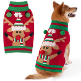 KYEESE dog Christmas sweater with reindeer pattern for cozy holiday walks.
