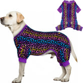 KYEESE dog pajamas leopard velvet front view demonstrates soft stretch fabric for easy wearing