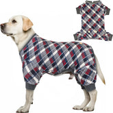 KYEESE dog pajamas plaid grey front view for cozy warmth
