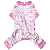 KYEESE velvet pink unicorn pattern dog pajamas for cozy daily wear.