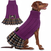 KYEESE dog sweater bowtie purple front view for stylish warmth during walks